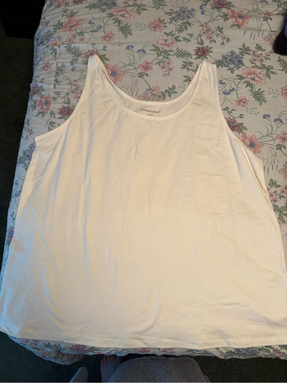 Woman Within Cream Scoop Neck Tank Top